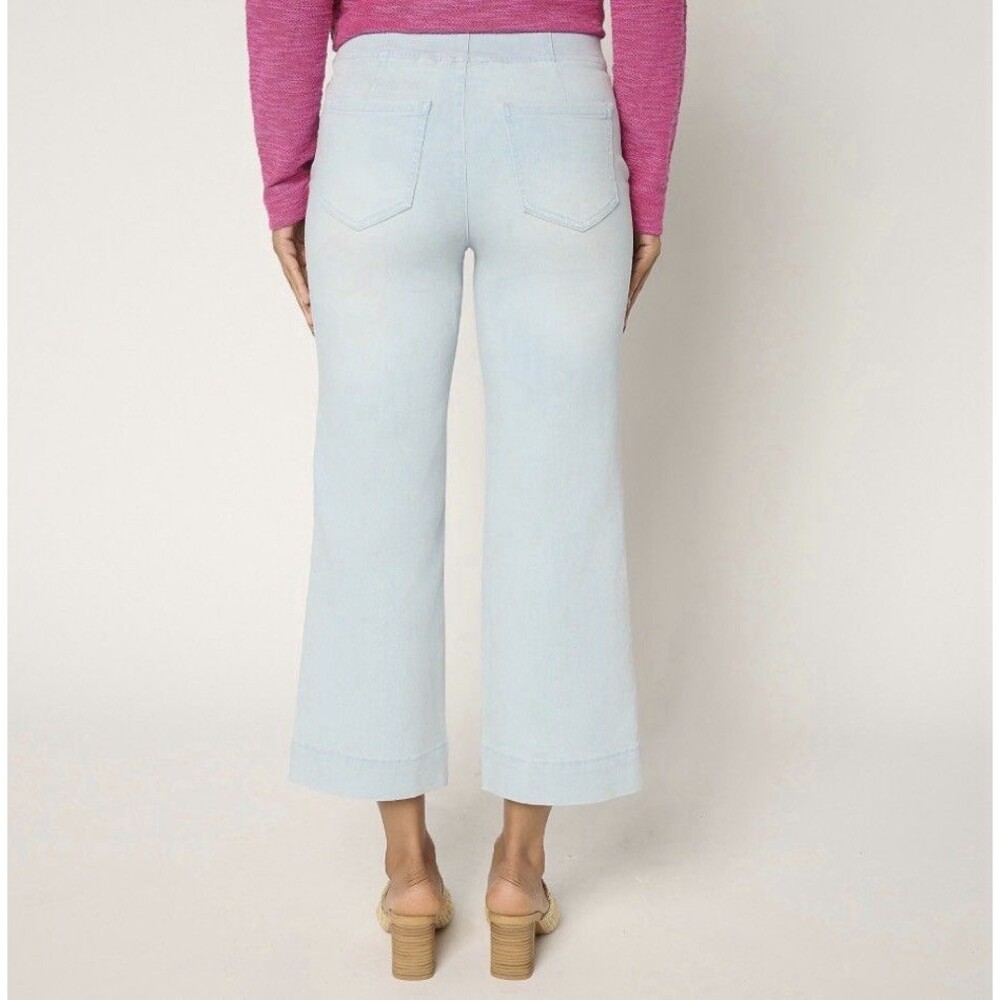 Belle by Kim Gravel Tall TripleLuxe Denim Cropped Traveler Jean Sz 14 Rinse Wash - Picture 2 of 5
